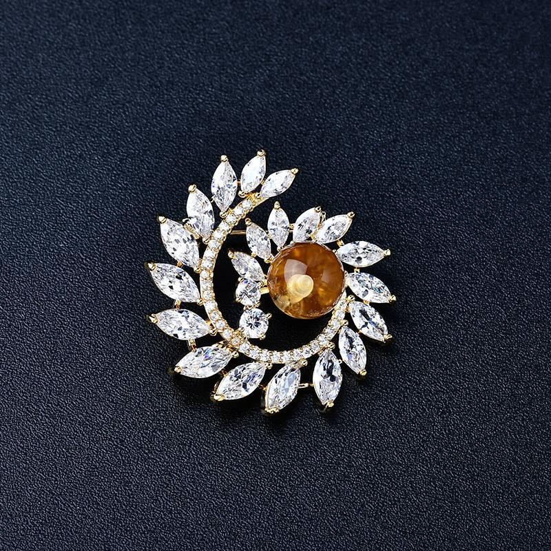 Natural Citrine Brooch - Lucky Circle Model Accessory Crystal Country Arts and Crafts