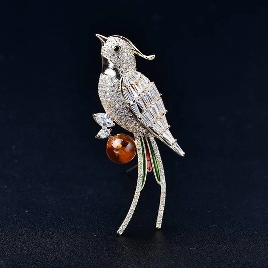 Natural Citrine Brooch - Birdsong Floral Scent Jewelry Crystal Country Arts and Crafts