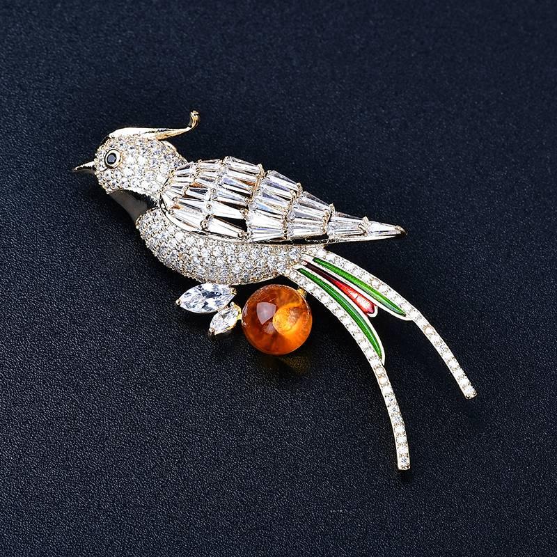 Natural Citrine Brooch - Birdsong Floral Scent Jewelry Crystal Country Arts and Crafts