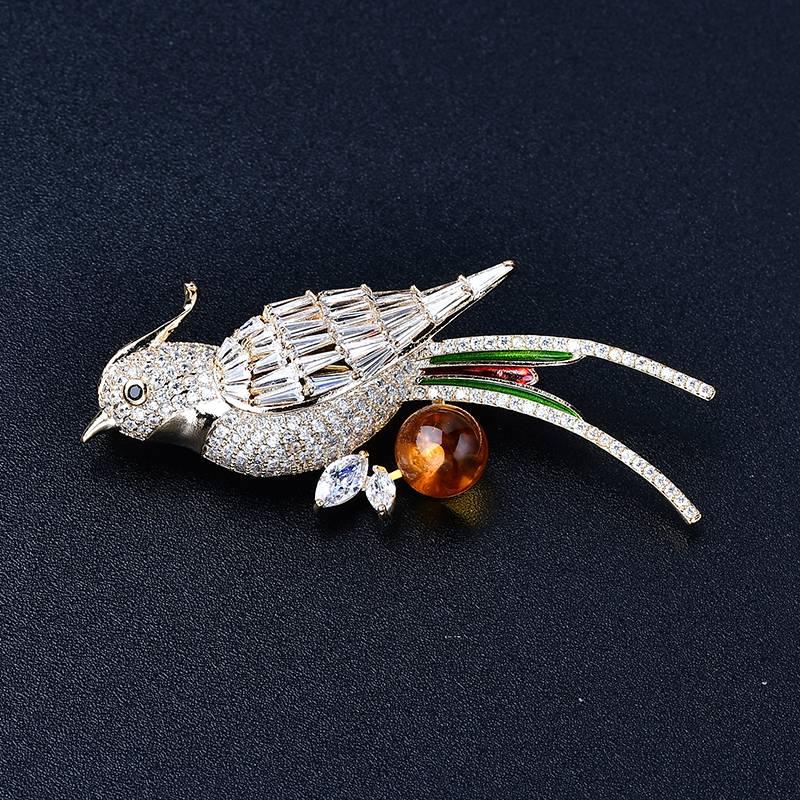 Natural Citrine Brooch - Birdsong Floral Scent Jewelry Crystal Country Arts and Crafts