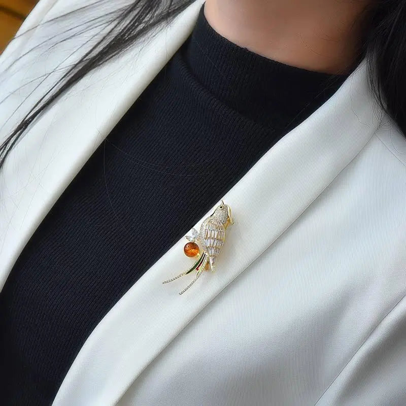 Natural Citrine Brooch - Birdsong Floral Scent Jewelry Crystal Country Arts and Crafts