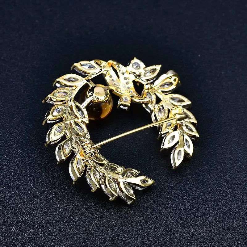 Natural Citrine Brooch - Bright Moon Model Elegance Crystal Country Arts and Crafts