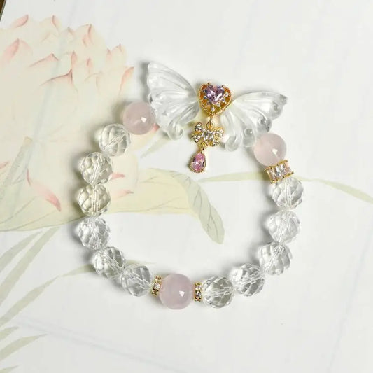 Elegant White Crystal Butterfly Single Loop Bracelet Fashion Crystal Country Arts and Crafts