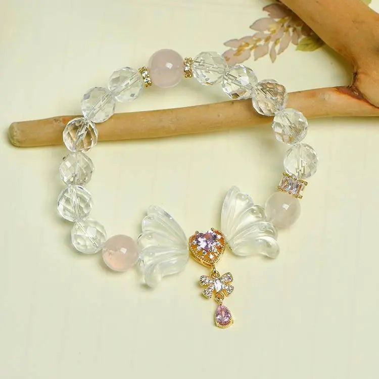 Elegant White Crystal Butterfly Single Loop Bracelet Fashion Crystal Country Arts and Crafts