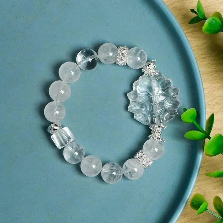 Elegant White Crystal Nine-Tailed Fox Loop Bracelet Crystal Country Arts and Crafts