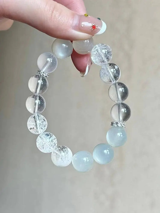 White Crystal Rime Single Loop Bracelet for Elegant Style Crystal Country Arts and Crafts