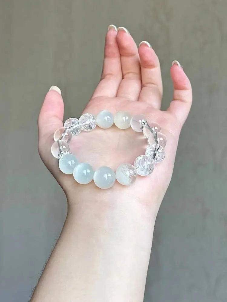 White Crystal Rime Single Loop Bracelet for Elegant Style Crystal Country Arts and Crafts