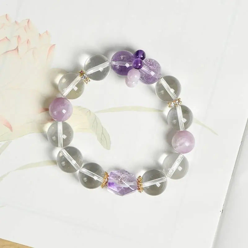 White Crystal Amethyst Faceted Bracelet for Elegant Style Crystal Country Arts and Crafts