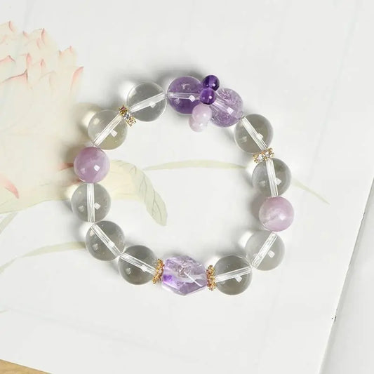 White Crystal Amethyst Faceted Bracelet for Elegant Style Crystal Country Arts and Crafts