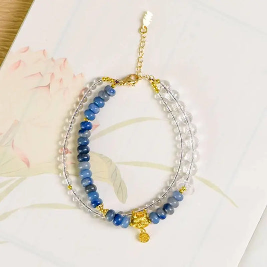 Elegant Blue Aventurine & White Crystal Bracelet for Women Crystal Country Arts and Crafts