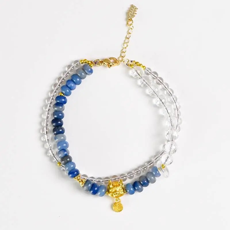 Elegant Blue Aventurine & White Crystal Bracelet for Women Crystal Country Arts and Crafts
