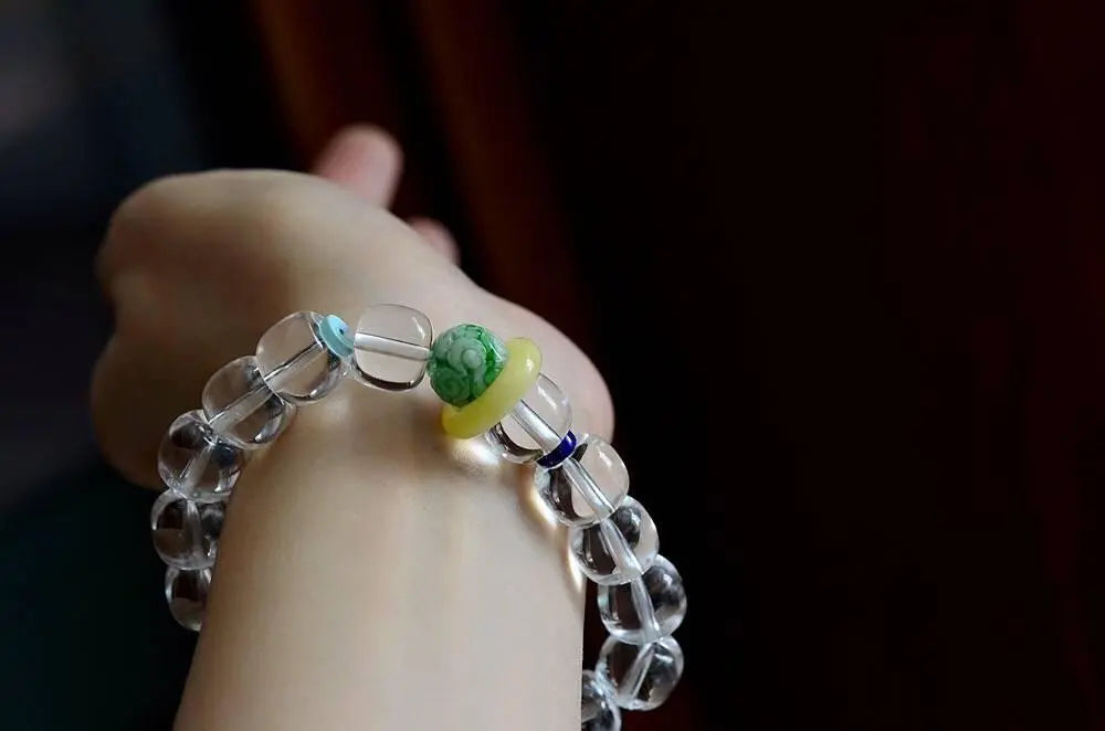 Natural White Crystal Old Bead Bracelet for Elegant Style Crystal Country Arts and Crafts