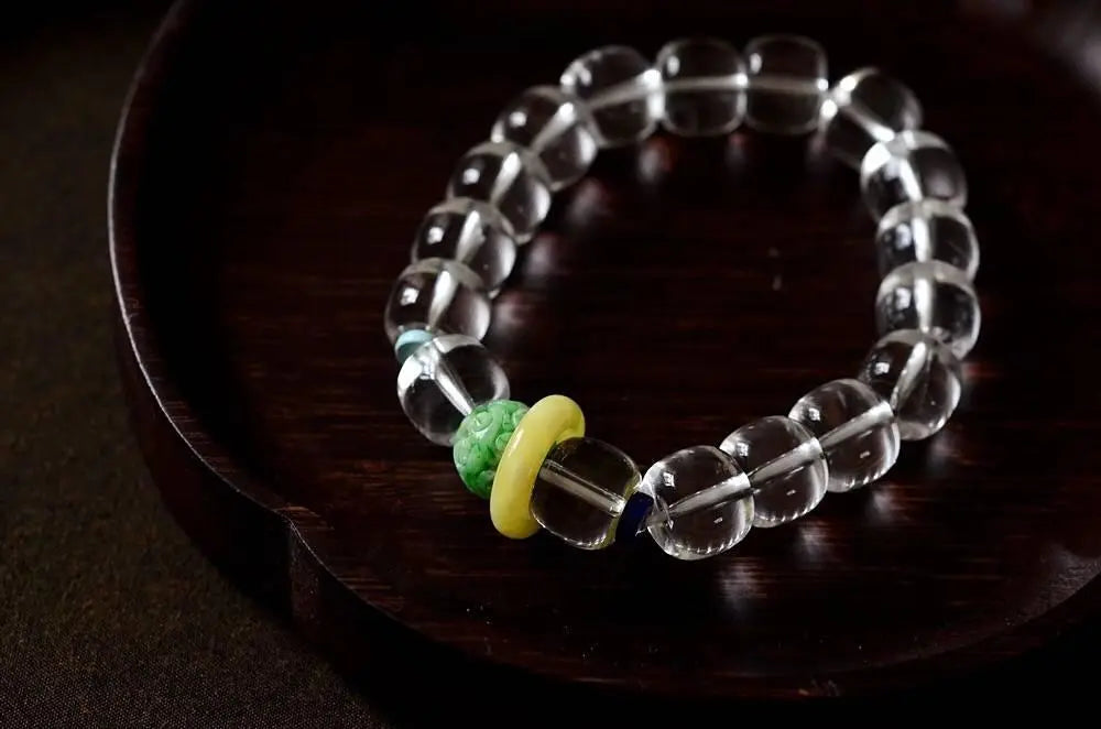 Natural White Crystal Old Bead Bracelet for Elegant Style Crystal Country Arts and Crafts