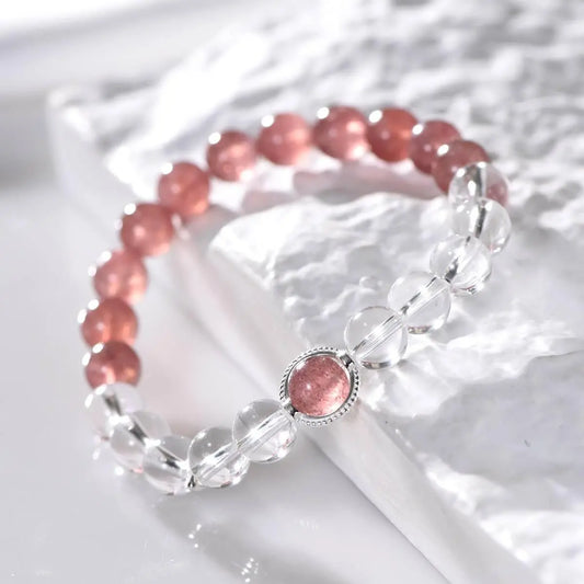 Natural White Crystal Strawberry Crystal Bracelet for Elegance Crystal Country Arts and Crafts