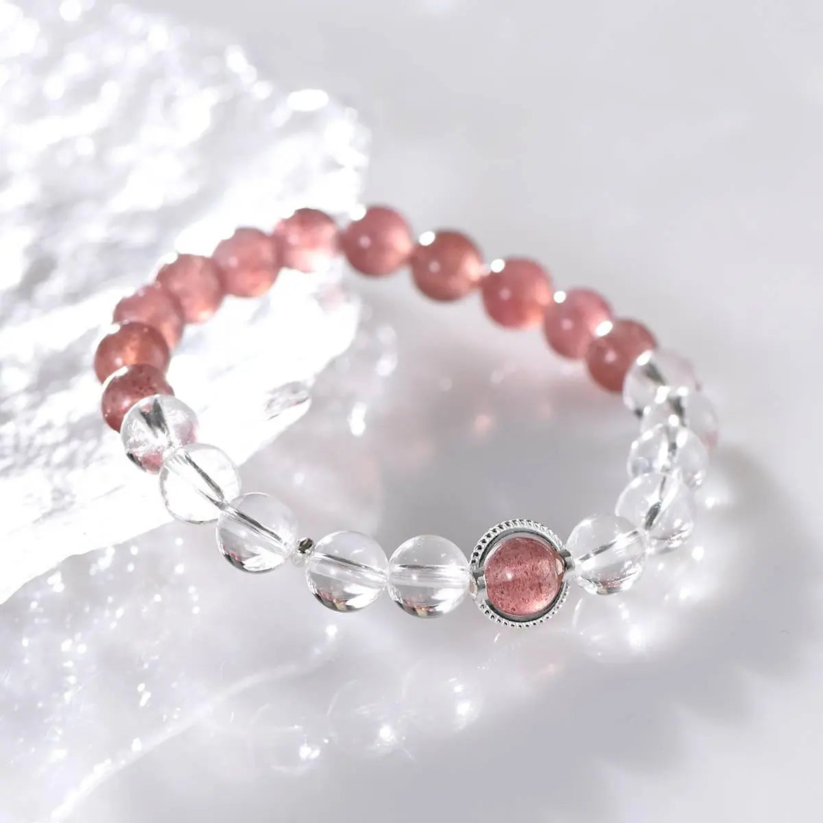 Natural White Crystal Strawberry Crystal Bracelet for Elegance Crystal Country Arts and Crafts