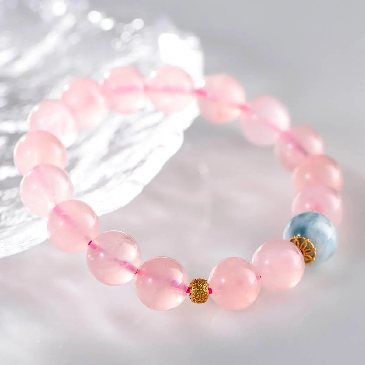 Pink Quartz Sea Striin Bracelet for Elegant Style Crystal Country Arts and Crafts