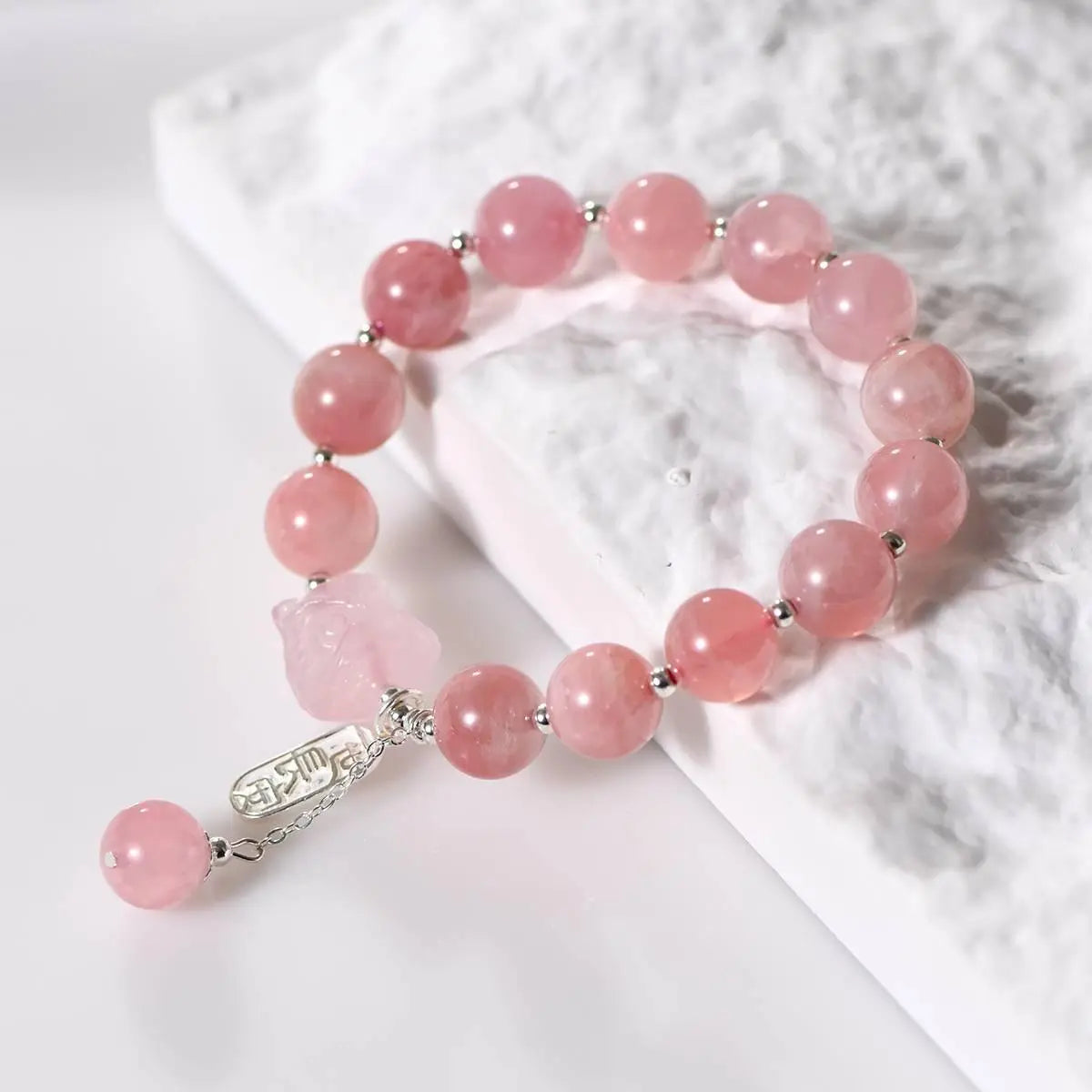 Natural Horse Flour Bracelet with Silver Beads and Crystal Crystal Country Arts and Crafts