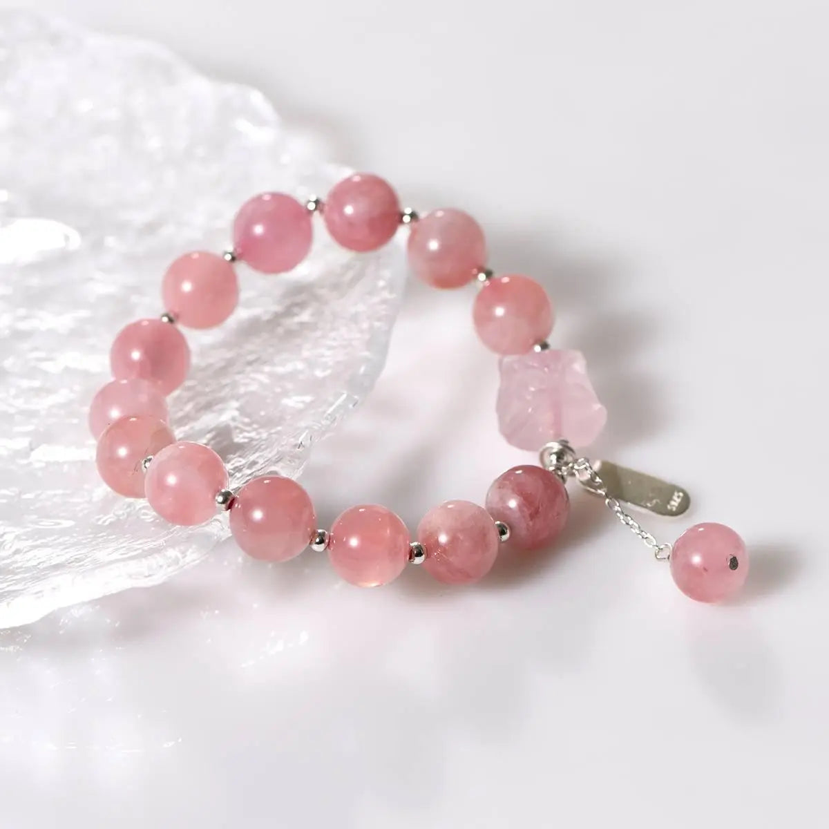 Natural Horse Flour Bracelet with Silver Beads and Crystal Crystal Country Arts and Crafts