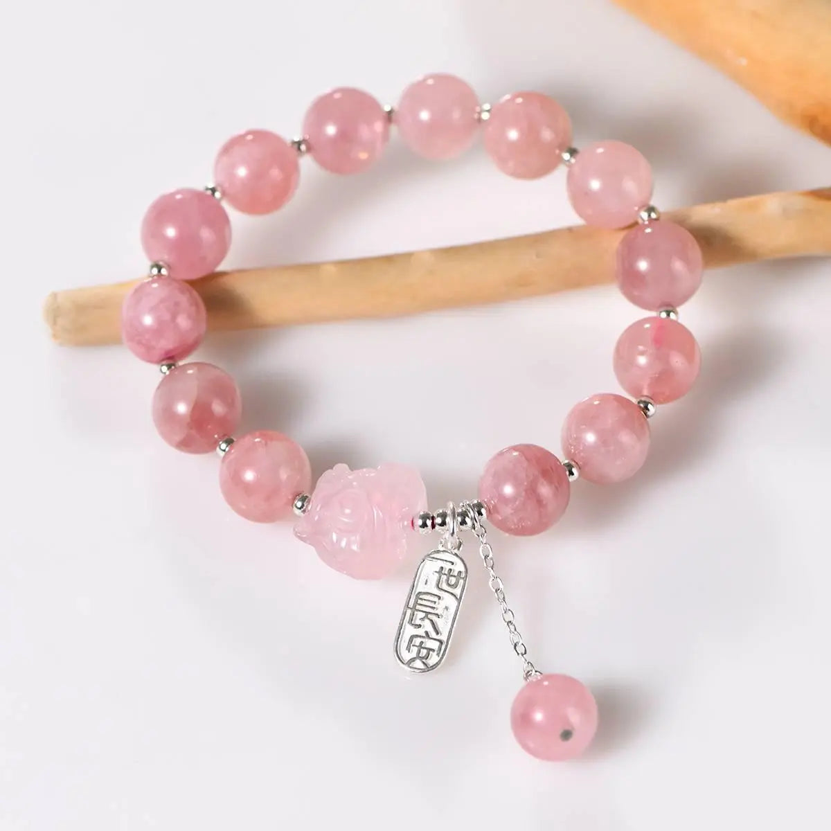 Natural Horse Flour Bracelet with Silver Beads and Crystal Crystal Country Arts and Crafts