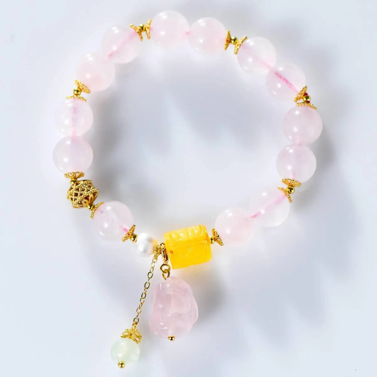 Pink Quartz Bunny Bracelet for Elegant Style and Positive Energy Crystal Country Arts and Crafts