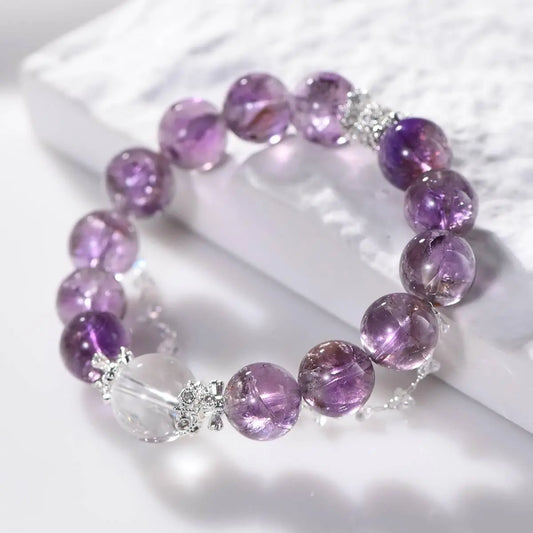 Large-Grained Asai Purple Bracelet for Elegant Style Crystal Country Arts and Crafts