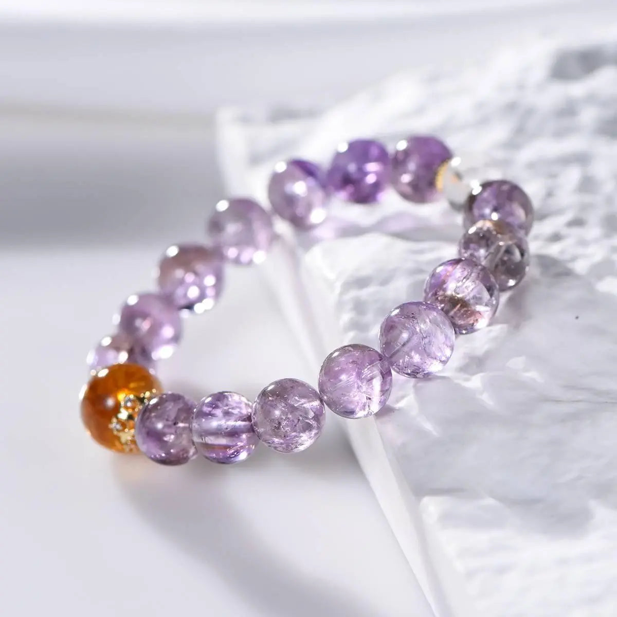 Purple Asai Crushed Ice Bracelet with Unique Crystal Design Crystal Country Arts and Crafts