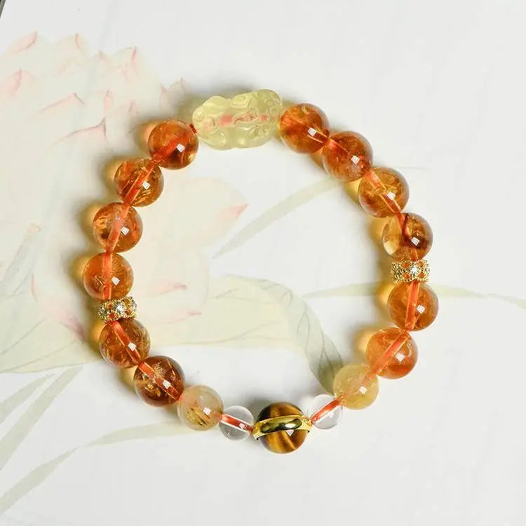 Citrine Pixiu Bracelet for Luck and Prosperity Charm Crystal Country Arts and Crafts