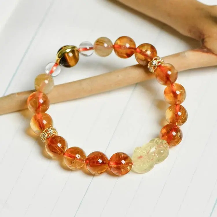 Citrine Pixiu Bracelet for Luck and Prosperity Charm Crystal Country Arts and Crafts