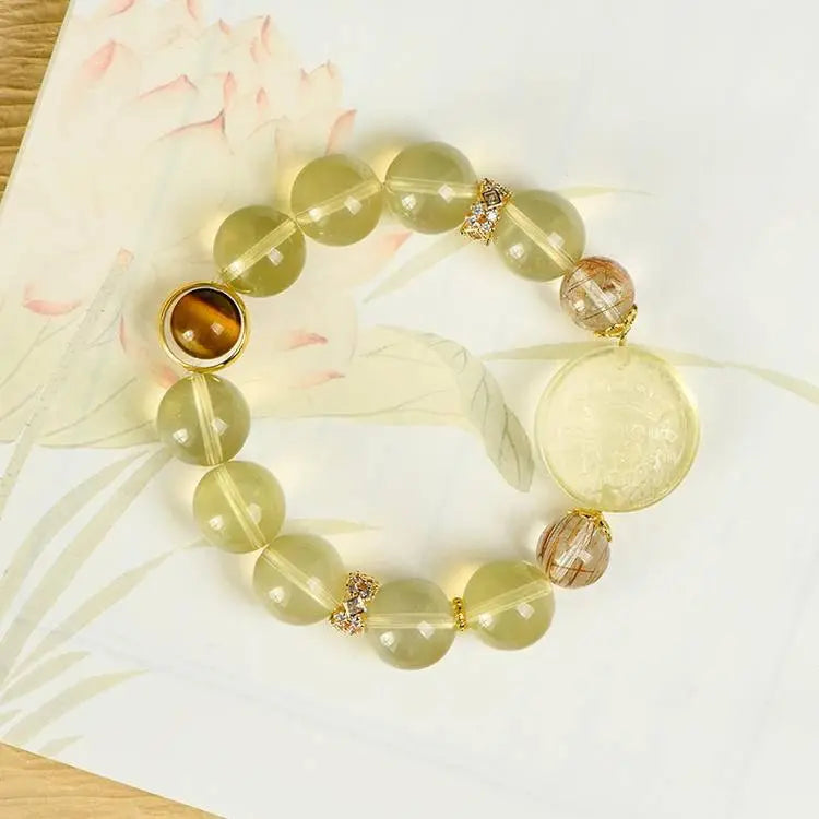 Citrine Zaki Bracelet with Yellow Crystals and Tiger Eye Crystal Country Arts and Crafts