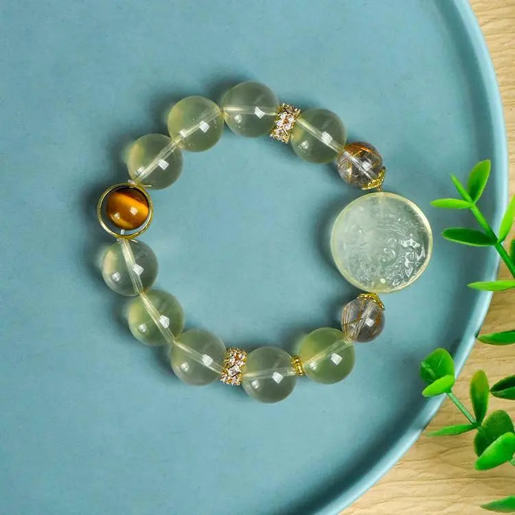 Citrine Zaki Bracelet with Yellow Crystals and Tiger Eye Crystal Country Arts and Crafts