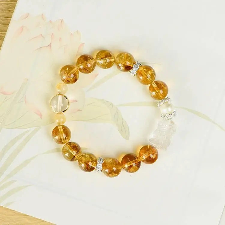 Huang Tajing Zaki Bracelet with Yellow and Clear Crystals Crystal Country Arts and Crafts
