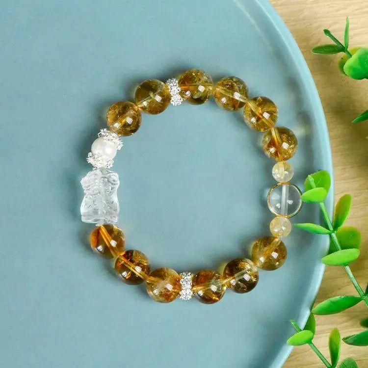 Huang Tajing Zaki Bracelet with Yellow and Clear Crystals Crystal Country Arts and Crafts