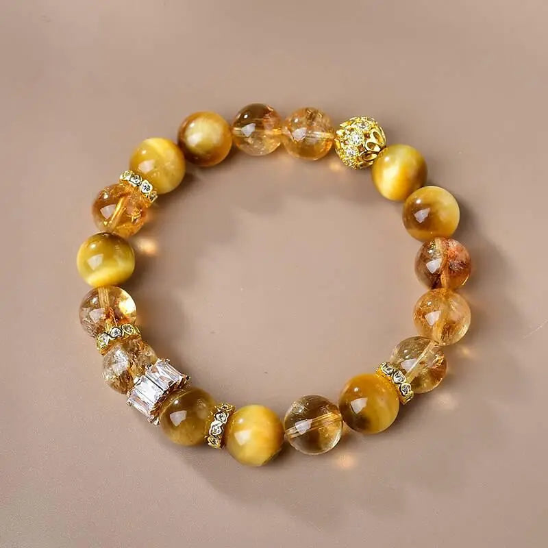 Gold Tiger's Eye Bracelet Handcrafted With Stunning Crystals Crystal Country Arts and Crafts