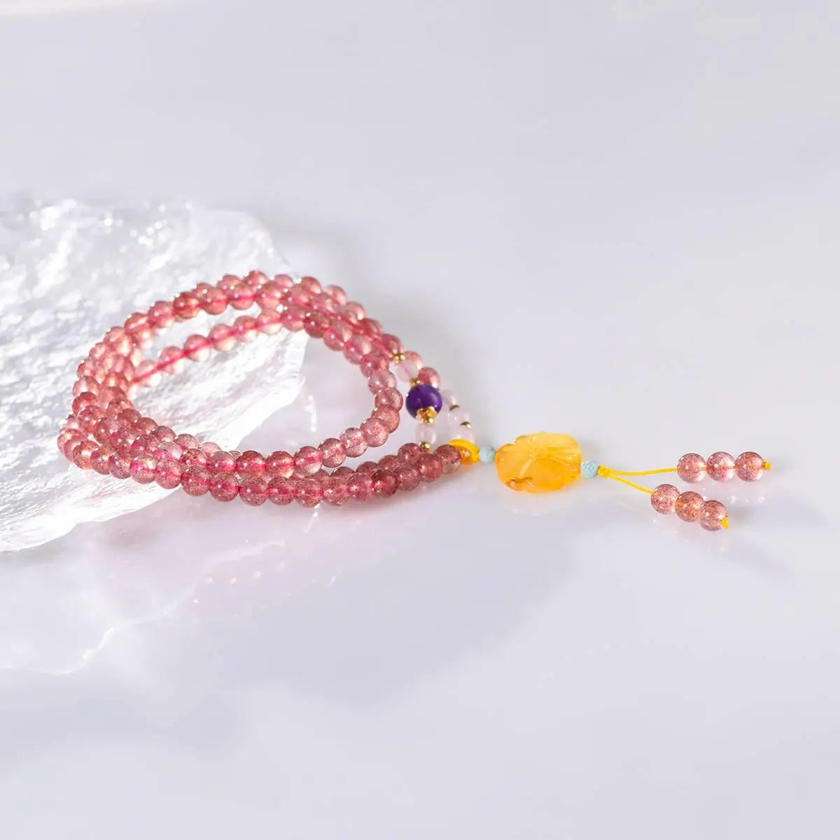 Natural Strawberry Crystal Multi-Hoop Bracelet Elegance Crystal Country Arts and Crafts