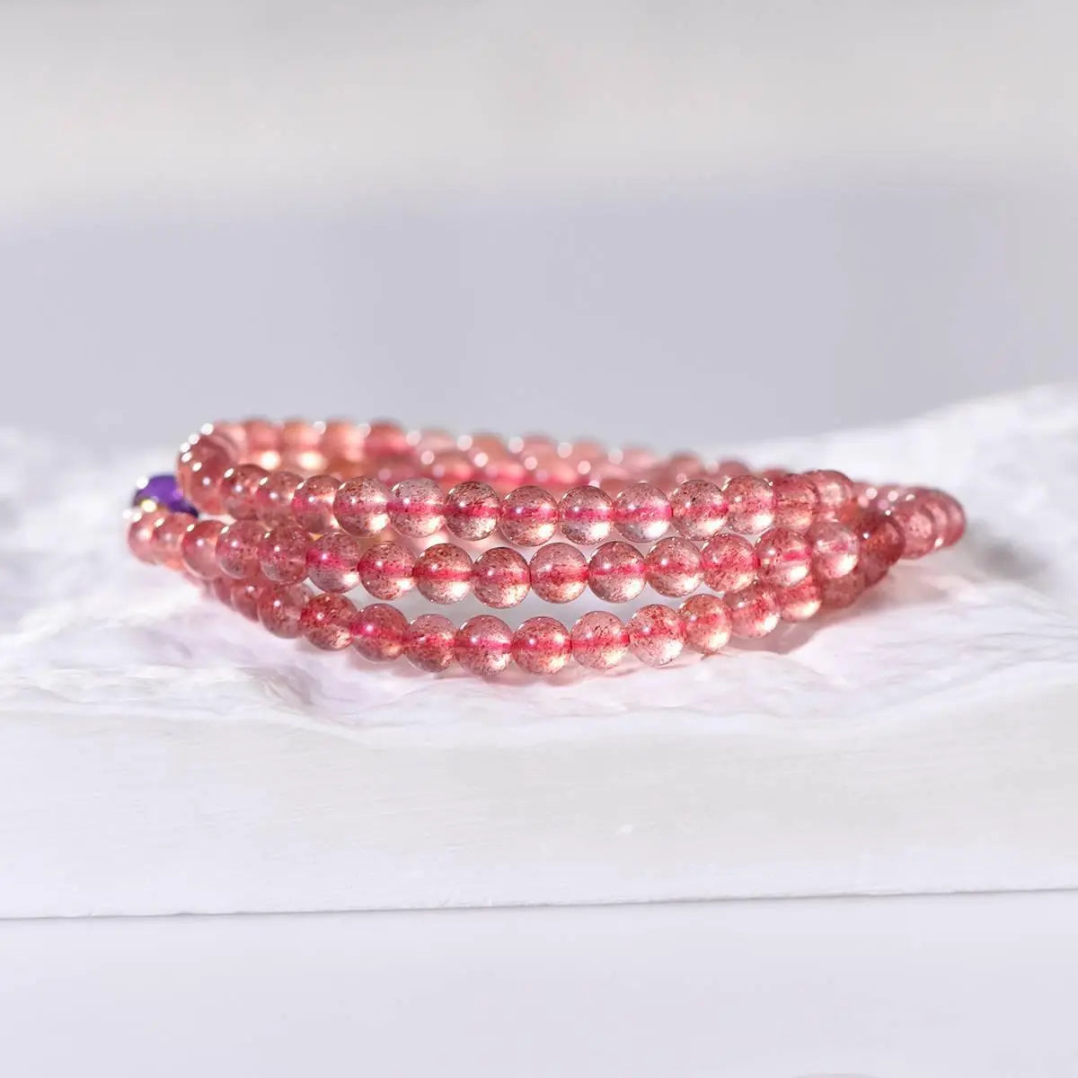 Natural Strawberry Crystal Multi-Hoop Bracelet Elegance Crystal Country Arts and Crafts