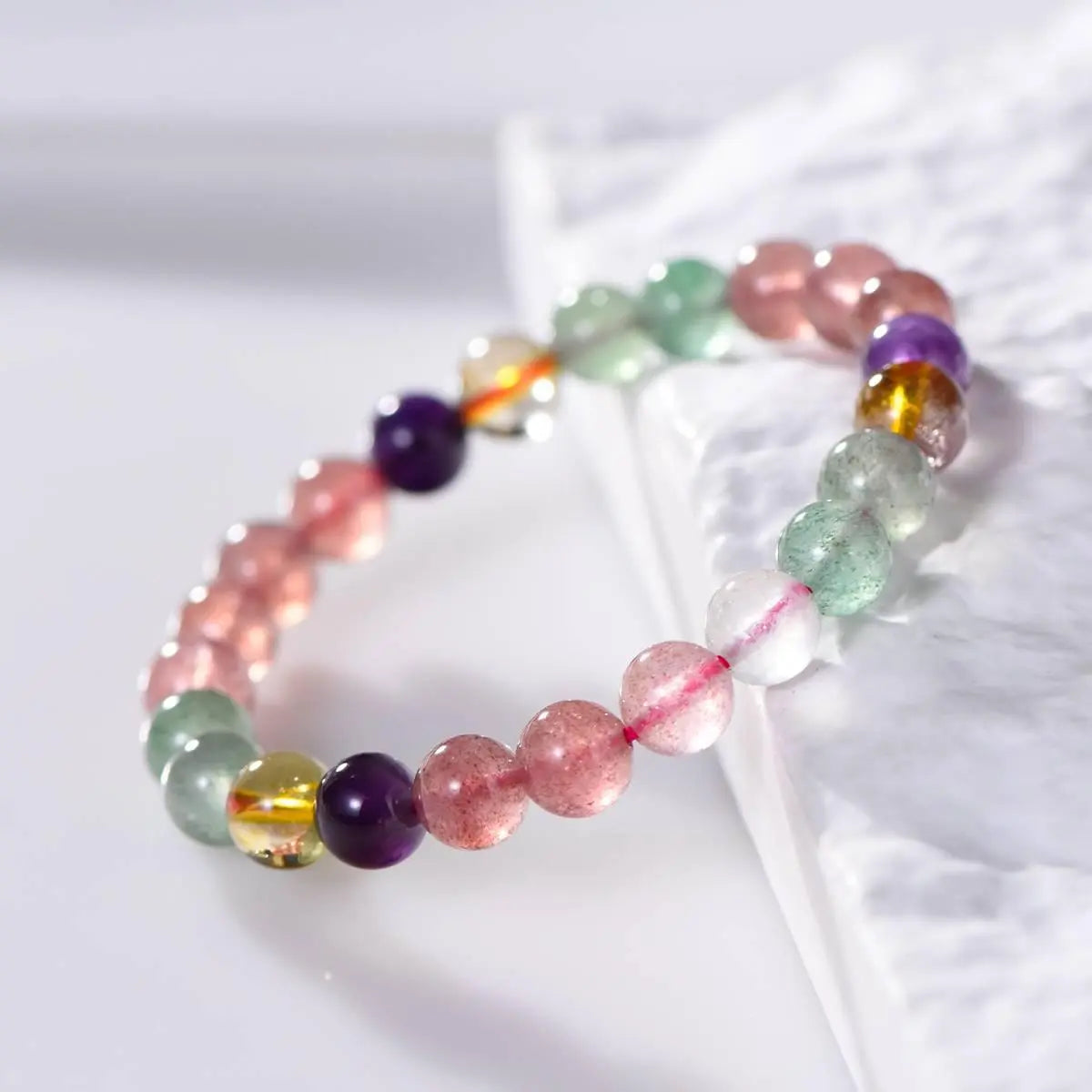 Rainbow Strawberry Crystal Bracelet for Good Fortune Crystal Country Arts and Crafts