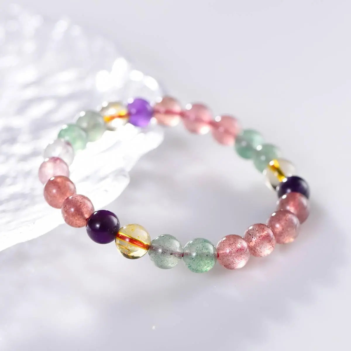 Rainbow Strawberry Crystal Bracelet for Good Fortune Crystal Country Arts and Crafts