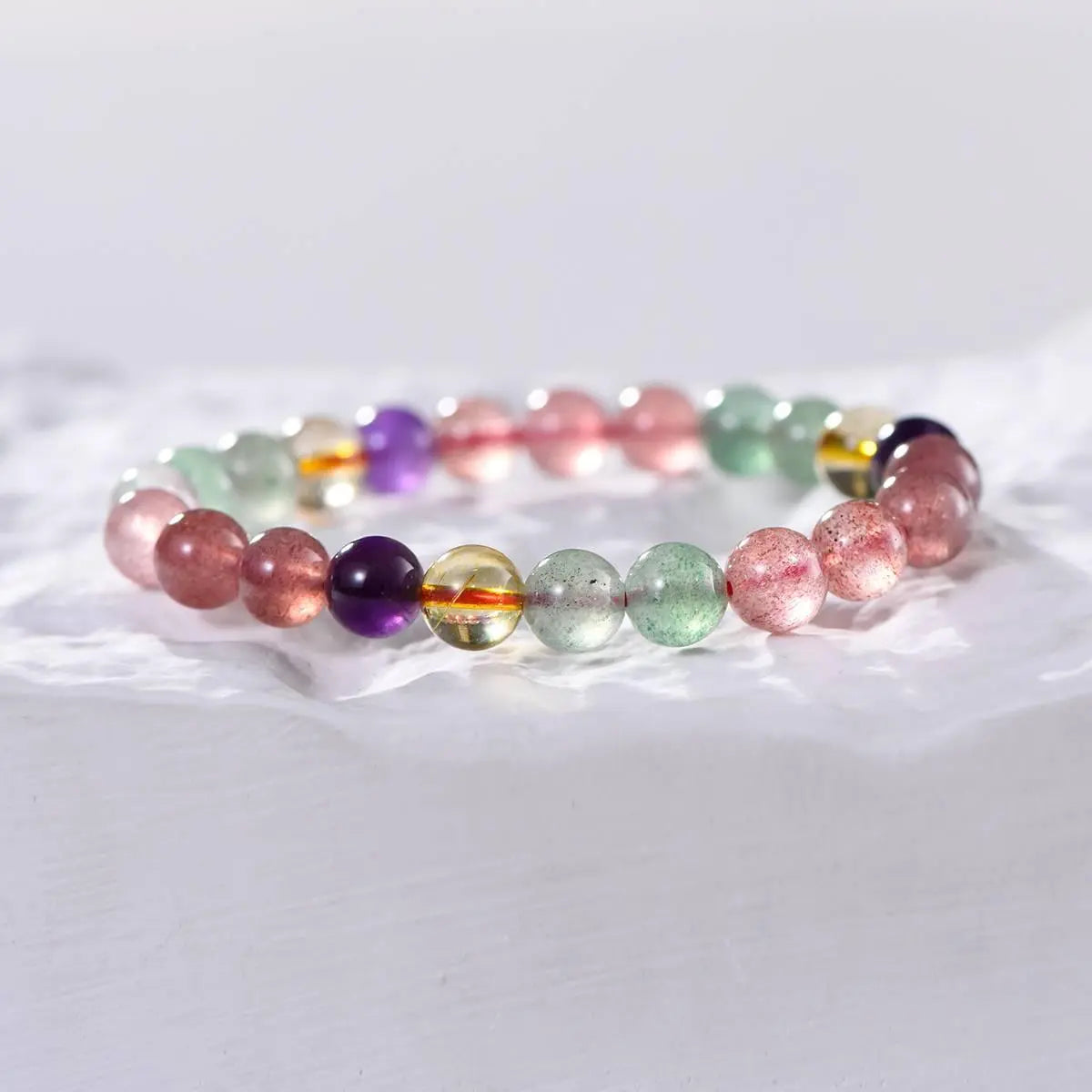 Rainbow Strawberry Crystal Bracelet for Good Fortune Crystal Country Arts and Crafts