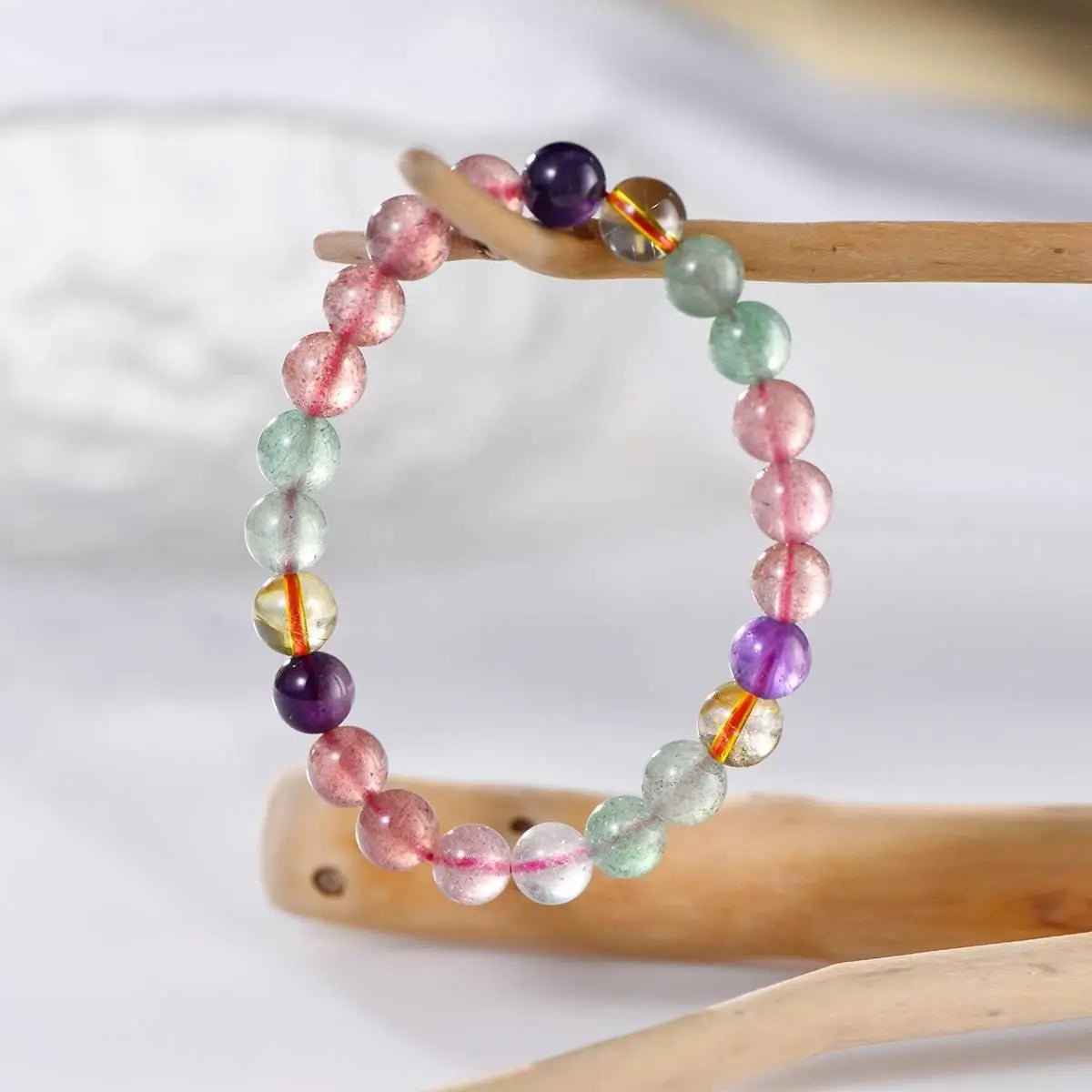Rainbow Strawberry Crystal Bracelet for Good Fortune Crystal Country Arts and Crafts