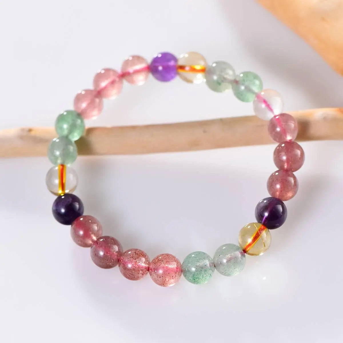 Rainbow Strawberry Crystal Bracelet for Good Fortune Crystal Country Arts and Crafts