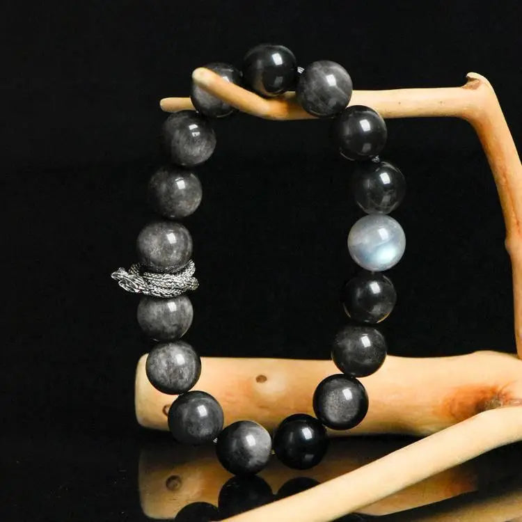 Grey Moonlight Serpent Bracelet with Shimmering Silver Stones Crystal Country Arts and Crafts