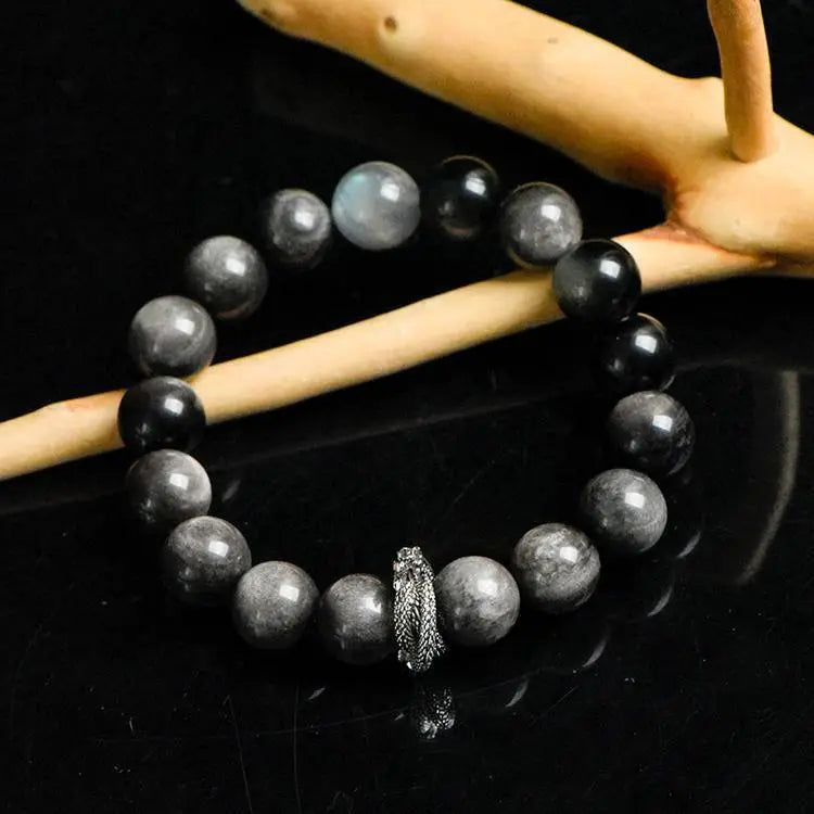 Grey Moonlight Serpent Bracelet with Shimmering Silver Stones Crystal Country Arts and Crafts