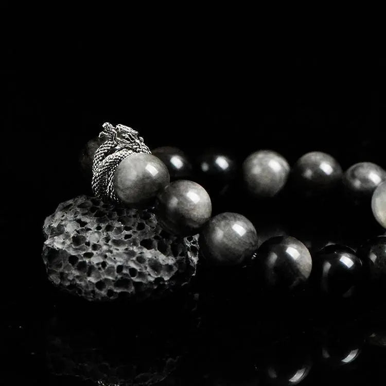 Grey Moonlight Serpent Bracelet with Shimmering Silver Stones Crystal Country Arts and Crafts