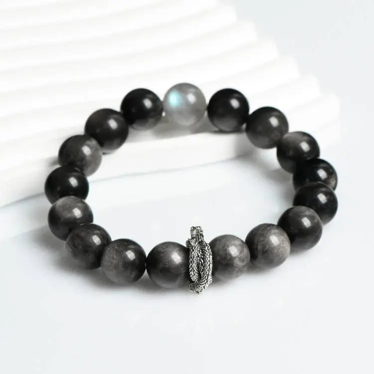 Grey Moonlight Serpent Bracelet with Shimmering Silver Stones Crystal Country Arts and Crafts