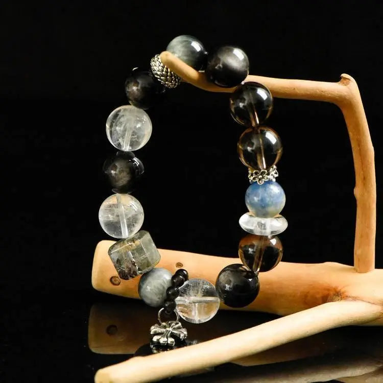 Citrine White Crystal Silver Sparkle Stone Bracelet Elegance Crystal Country Arts and Crafts