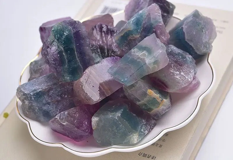 Multicolored Fluorite Raw Stone with Rainbow Colors Beihe Arts and Crafts