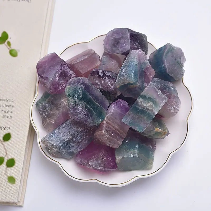 Multicolored Fluorite Raw Stone with Rainbow Colors Beihe Arts and Crafts
