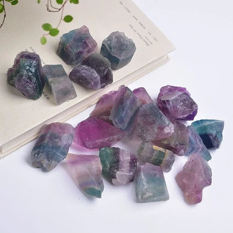 Multicolored Fluorite Raw Stone with Rainbow Colors Beihe Arts and Crafts