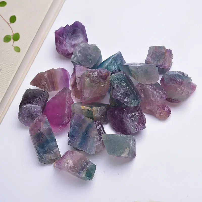 Multicolored Fluorite Raw Stone with Rainbow Colors Beihe Arts and Crafts