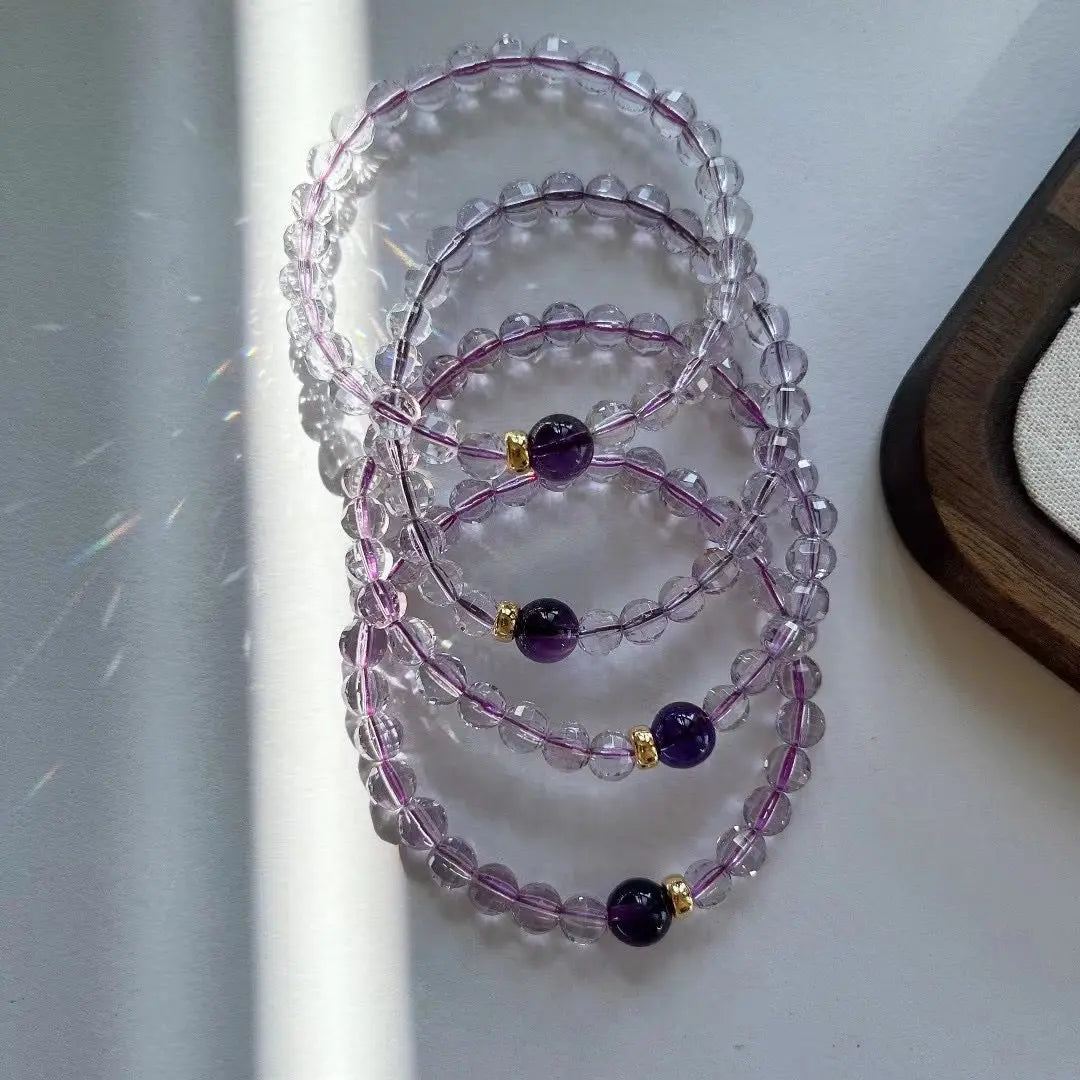 Handmade Natural Amethyst Gold Plated Bracelet - 925 Sterling Silver Adjustable Spiritual Jewelry Chenming Arts and Crafts